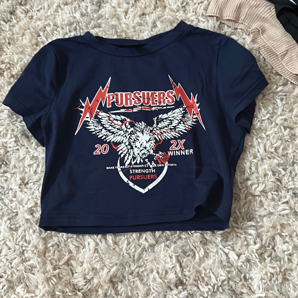 Navy Blue Graphic Baby Tee